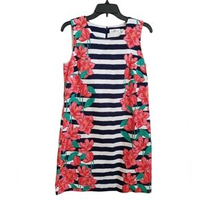 Vineyard Vines Navy & White Striped Dress with Pink Flowers Size 6
